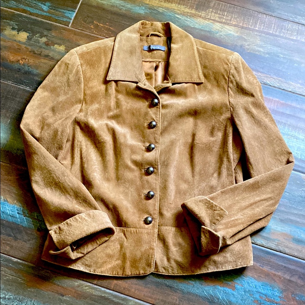 Liz Claiborne Brown Suede Women's Jacket/Blazer Size 12